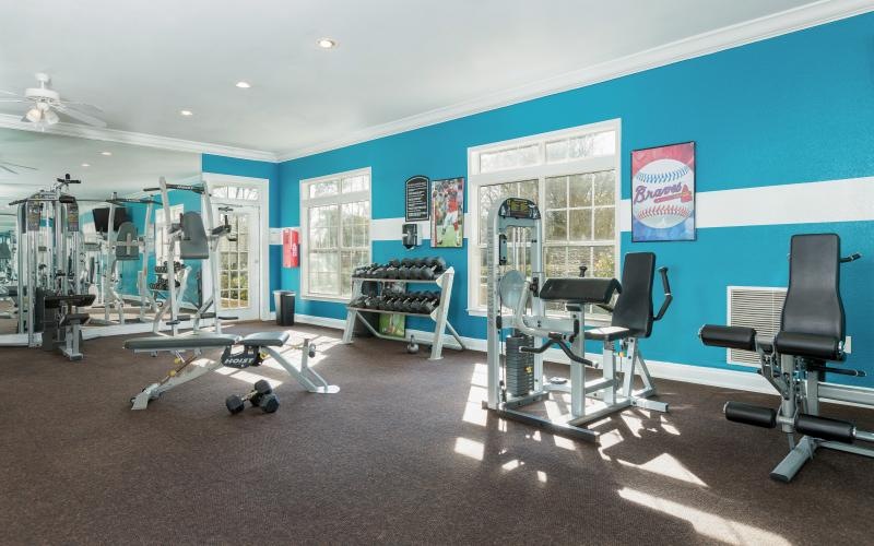 a gym with exercise equipment